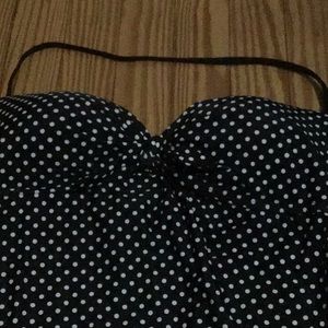 Black and white polka dotted tankini top